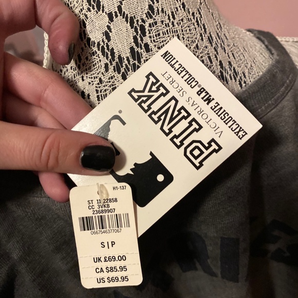 NWT Pink VS MLB Detroit tigers 3 strikes you're out cold shoulder sweatshirt S - Picture 8 of 11